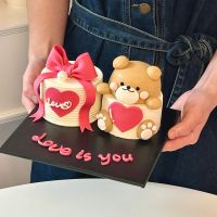 1Set Valentines Day Soft Gum Bear Red Love Cake Decoration Couple Soft Gum Bear Confession Cake Decoration Party Supplies