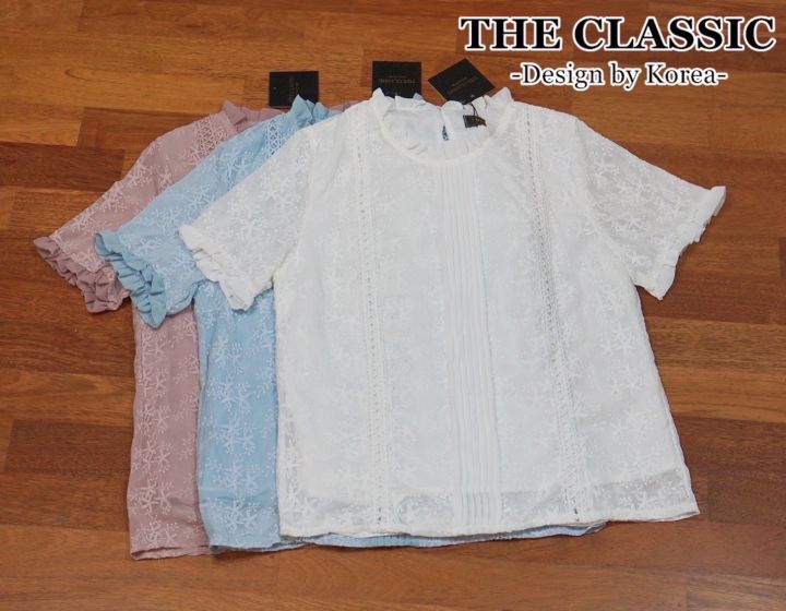 เสื้อลูกไม้-งานปัก-เสื้อ-งานลูกไม้-เสื้อลูกไม้สีขาว-ชุดไปวัด-ชุดทำบุญ-ชุดงานบุญ-ชุดงานบวช-งานป้าย-the-classic