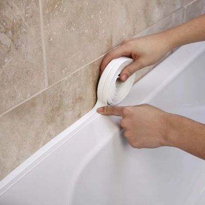 PVC Sealing Strip Tape Bathroom Bath Toilet Caulk Tape Self Adhesive Waterproof Mildew Proof Tapes For Kitchen Sink Wall Corner Adhesives Tape