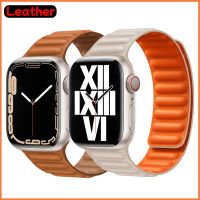 cfgbsdge Leather Link For Apple Watch Band 45mm 41mm 44mm 40mm 42mm Original Magnetic Loop bracelet for iWatch Series 8 765se ultra Strap