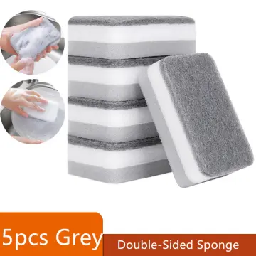 Double Sided Dishwashing Sponge Brush Pot Nylon Silk Sponge Wipe