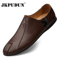 Genuine Leather Men Casual Shoes Luxury Brand 2022 Mens Loafers Moccasins Breathable Slip on Lazy Driving Shoes Plus Size 38-47