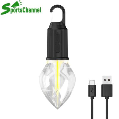 ไฟ LED แคมป์400มิลลิแอมป์100ลูเมน USB Type-C ไฟตกแต่งชาร์จได้กันน้ำพร้อมตะขอไฟกลางแจ้ง3โหมด