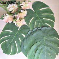 【CW】 OurWarm 12pcs Artificial Table Placemat Coaster Fake Leaves Hawaii Wedding Decoration