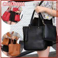 CAIOHUA 4Pcs/set ความจุสูงมาก กระเป๋า Crossbody ลำลองแบบสบายๆ แบบพกพาได้ ชุดกระเป๋าผู้หญิง แฟชั่นสำหรับผู้หญิง หนังพียู กระเป๋าถือแบบถือ ผู้หญิงผู้หญิงผู้หญิง