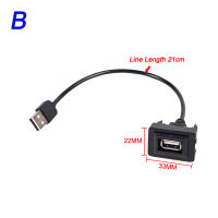 【แฟลชเซล】 แดชบอร์ดรถ Flush MOUNT USB 2.0 Port PANEL MALE TO FEMALE EXTENSION CABLE Adapter สำหรับ vigo RAV4