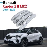 For Renault Captur 2 II MK2 XJB HJB HJE 2019~2022 2021 Chrome Door Handle Cover Car Accessories Stickers Rustproof Decoration