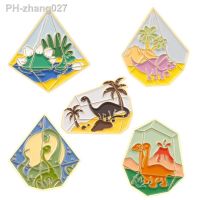 Creative New Glass Mountain Series Alloy Brooch Cartoon Dinosaur Coconut Tree Shape Paint Badge Spot Retail Wholesale Lapel Pins