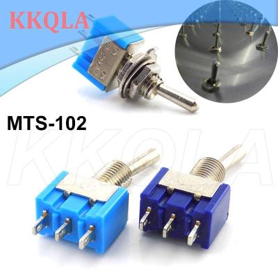 QKKQLA 5pcs Mini MTS-102 3-Pin SPDT ON-ON 6A 125VAC Miniature Toggle Switches MTS102 Blue Mounting Miniature Shook