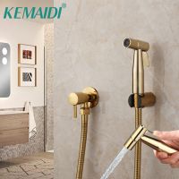 【Versatile】 Kemadi ชุดฝักบัวอาบน้ำโถสุขภัณฑ์ทองชุดเครื่องสเปรย์พกพาก๊อกน้ำร้อนและน้ำเย็นสำหรับโถส้วมห้องน้ำ