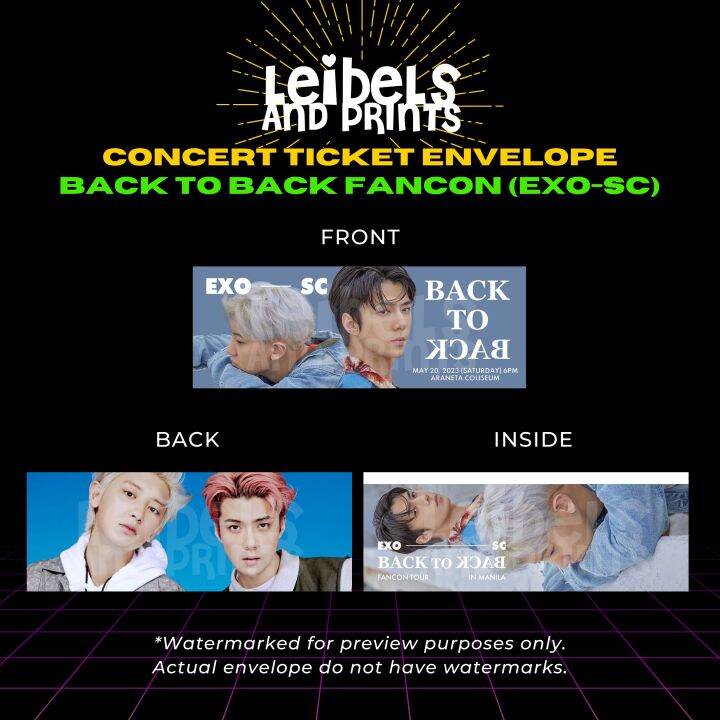 leibelsandprints EXO-SC BACK TO BACK (SEHUN, CHANYEOL) Ticket Envelope  Pouch Holder | Lazada PH