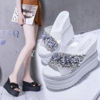 Summer shoes fish mouth cool slippers wedges fashion half drag with 12 cm thick bottom sponge fish mouth shoes