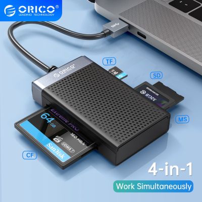 Orico อะแดปเตอร์การ์ดรีดเดอร์ SD TF MS CF 4 In 1 USB3.0 ความเร็วสูง OTG พร้อม USB C Type C สําหรับโทรศัพท์มือถือ แล็ปท็อป Android(CL4D)