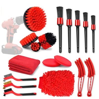 Car Cleaning Tool Kit with Brush Set Auto Detailing Automatic Detail Drill Sets Wash Paint Polishing for Wheel Dashboard