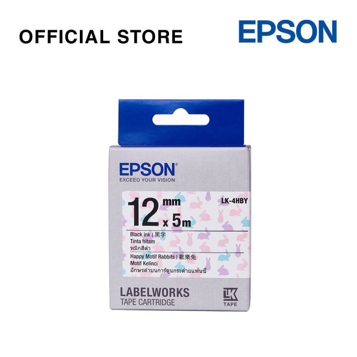 epson-lk-4hby-12mm-black-on-happy-motif-rabbit-เทปพิมพ์อักษร