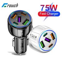 5 Ports 75W USB Car Charger Type C USBC Car Fast Charging QC3.0 PD Car Phone Chargers Adapter For iphone Xiaomi Huawei Samsung Car Chargers