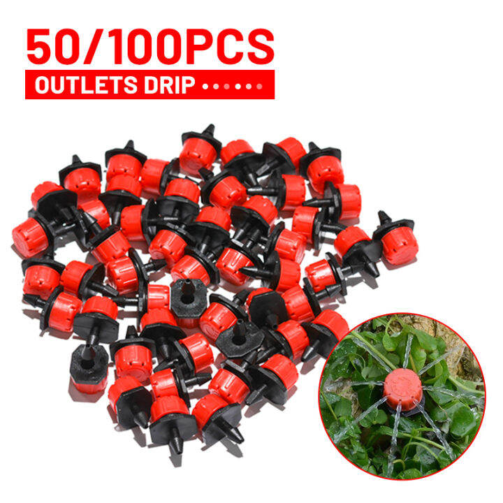 สปริงเกลอร์รดน้ำแบบหยดปรับได้50-100ชิ้นเครื่องมือหยดน้ำเรือนกระจกสำหรับทำสวนสายยาง4-7มม