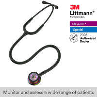 3M Littmann Classic III Stethoscope, 27 inch, #5870 (Black Tube, Rainbow-Finish Chestpiece, Stainless Stem &amp; Eartubes)