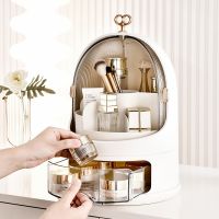 【jw】♣۞  Luxury Jewelry Makeup Organizer Dustproof Cosmetics Storage for Shelf