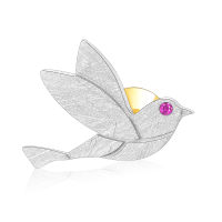 Lotus Fun Real 925 Sterling Silver Designer Handmade Fine Jewelry Creative Peace Dove Women Brooches Broche Pin Badge