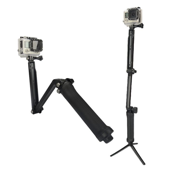 ไม้เซลฟี่แบบขาเดียวไม้ที่ขยายได้มือถือ3ทาง-มินิขาตั้งสามขาสำหรับกล้อง-go-pro-ฮีโร่11-10-9-8เหมาะสำหรับ-xiaomi-yi-4k-sjcam
