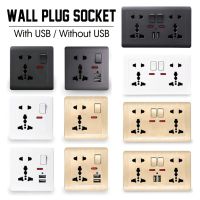 Multi-function Socket Panel With Switch 2 Gang 2 Usb Ports 13a 2/4 Wall Plug Socket Screwless Slim Plate Uk Us Au Eu home items