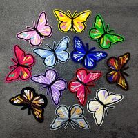 Color Butterfly Patches For Clothing Embroidery Applique Fabric Red Yellow Pink Green Blue White Haberdashery