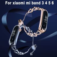 สายนาฬิกาสำหรับสมาร์ทวอทช์สแตนเลส Mi Band 3 4 5 6สร้อยข้อมือข้อมือกำไล Miband Band4 Band3 Band5 Band6