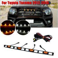 Car Front Hood Grille LED Lights w/ Wire Harness for Toyota Tacoma 2012-2015 Front Bumper Grille Signal Lamp Amber White Light