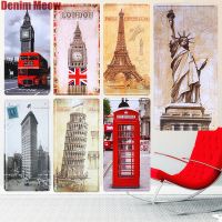 【YF】❐  15x30cm Leaning of Pisa Car License Plates Bar Bus Poster Statue Of Liberty Tin Sign