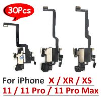 30 ชิ้น / ล็อตสําหรับ iPhone X XR XS 11 Pro Max ด้านหน้าด้านบน หูฟัง หูฟัง หูฟัง ลําโพง ตัวรับเสียง Light Proximity Sensor Flex Cable