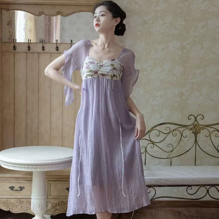 xiang-nian-ni-ชุดผู้หญิง-ชุดแฟชั่นฤดูร้อนใหม่ปรับปรุงสไตล์จีนมีสีคลาสสิคเข้าชุด