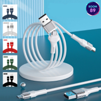 สายชาร์จโทรศัพท์มือถือ Micro USB สายชาร์จเร็ว ไนลอนถัก USB Data Cable 2.1A L-Cable/Micro/Type-C ของแท้ 100% สายชาร์​จเร็ว 1 เมตร