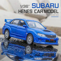 1:36 Subaru WRX STI รถจัดแต่งทรงผมที่ได้รับอนุญาตโมเดลรถโมเดลของเล่นโลหะผสมจำลองสูงสำหรับของขวัญคอลเลกชัน F44