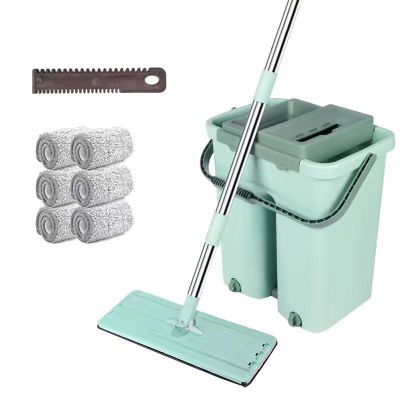 Mop Bucket A Set of Hand Free Flat Mop Household Scraping Mop Lazy Mop Microfibre Fabric Sliding Type House Cleaning Products