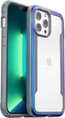 Raptic Shield for iPhone 13 Pro Case, Shockproof Protective Clear Case, Military 10ft Drop Tested, Durable Aluminum Frame, Anti-Yellowing Technology Case for iPhone 13 Pro, Iridescent