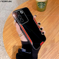 NORVIK เคสโทรศัพท์ม้วนฟิล์มสีแดงเกราะแข็งเคสกันกระแทกโลหะบางพิเศษสำหรับ Vivo Y78 Y27 Y36 V27 V27e X90 IQOO Z7 11 Y22 Y22S Y16 V25e Y35 X80 V23 Y76 V23e Y15S Y01 V25 Y20 Pro 4G 5 n19-1ปลอกเคสระบายความร้อนขั้นสูง G