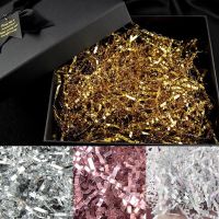 Metal Laser Colorful Shredded Crinkle Folds Craft Raffia Paper Candy Lipstick Gift Box Decor Packing Filler Party Favor Supplies Storage Boxes