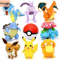 AMEAH ของเล่นเด็กของเล่นโมเดล Charmander กระเป๋าอะนิเมะเลื่อน Pokeball โปเกมอน Pikachu ของเล่น