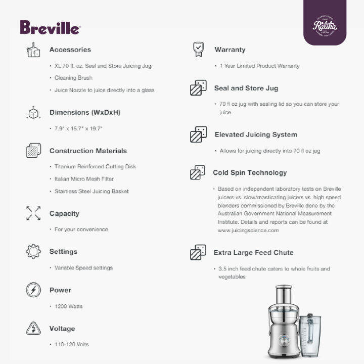 ratika-new-เครื่องคั้น-และ-สกัดน้ำผลไม้แบบแยกกาก-breville-bje830