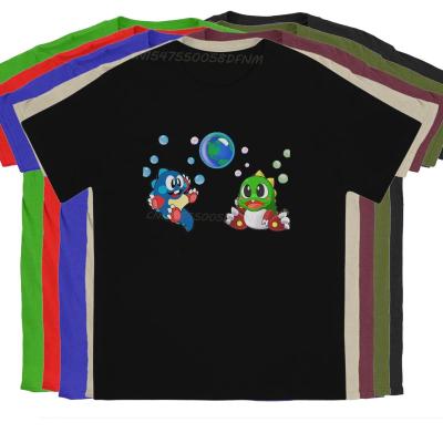 Designer The Earth T-Shirt Men Camisas Pure Cotton T-shirts Arcade Game Fun Little Game Bubble Bobble Men Graphic Tees