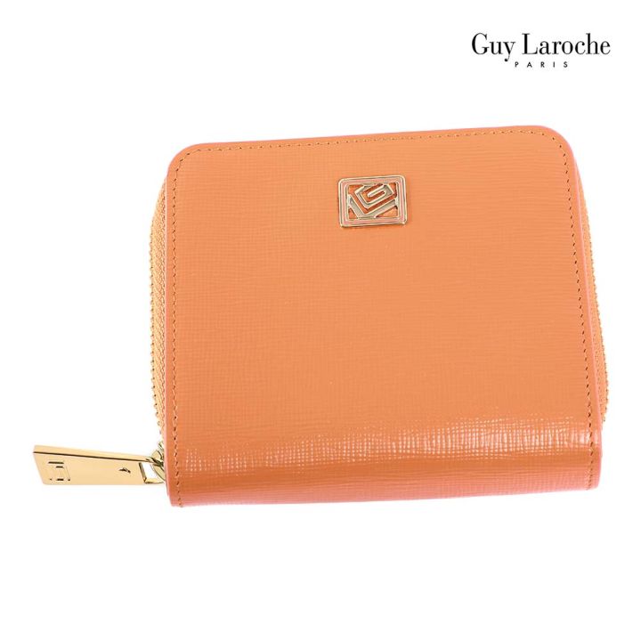 guy-laroche-กระเป๋าสตางค์พับสั้นซิปรอบ-รุ่น-margo-สีส้ม