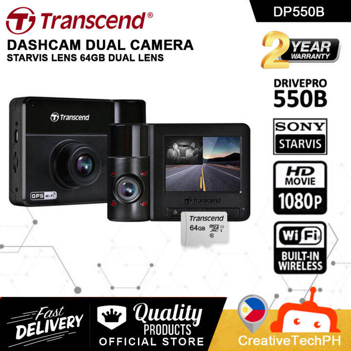 Transcend Dashcam Drivepro Starvis Lens Gb Dual Lens Drivepro B Dp B New Model