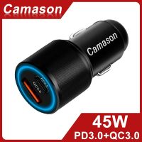 Camason 45W Car Quick Charger USB Type C Charge For iphone Xiaomi Huawei phone PD QC 3.0 24V/12V Fast Charging Adapter products Car Chargers