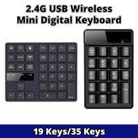 คีย์บอร์ดดิจิตอลไร้สายขนาดเล็ก19/35ปุ่มแป้นพิมพ์ตัวเลข2.4GHz แบบชาร์จใหม่ได้สำหรับบัญชีผู้ขายแล็ปท็อปแท็บเล็ตคีย์บอร์ด