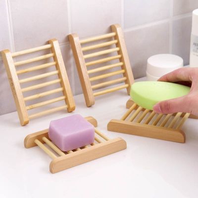 Wooden Natural Bamboo Soap Dishes Tray Holder Storage Soap Rack Plate Box Container