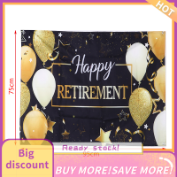 ?【Lowest price】Qearl Happy retirement PARTY ตกแต่งผ้าป้ายแบนเนอร์ภาพบูธพื้นหลัง