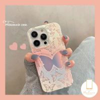 MissConnie เคสโทรศัพท์ผีเสื้อไล่ระดับสีแบบแฟชั่นเข้ากันได้กับ IPhone 7Plus XR 11 13 12 14 Pro Max X 7 6S 8 6 Plus XS Max SE 2020เคสนิ่มกันกระแทกผีเสื้อ