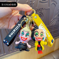 Anime Figure Villain Maleficent The Evil Queen Cruella Silicone Keychain Bag Key Ring Pendant Children Toy Birthday Gifts