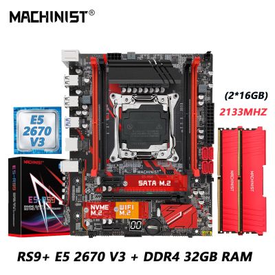MACHINIST X99 Kit Xeon Motherboard LGA 2011-3 E5 2670 V3 CPU Processor+DDR4 2*16GB RAM four-channel Memory usb3.0 M-ATX NVME M.2